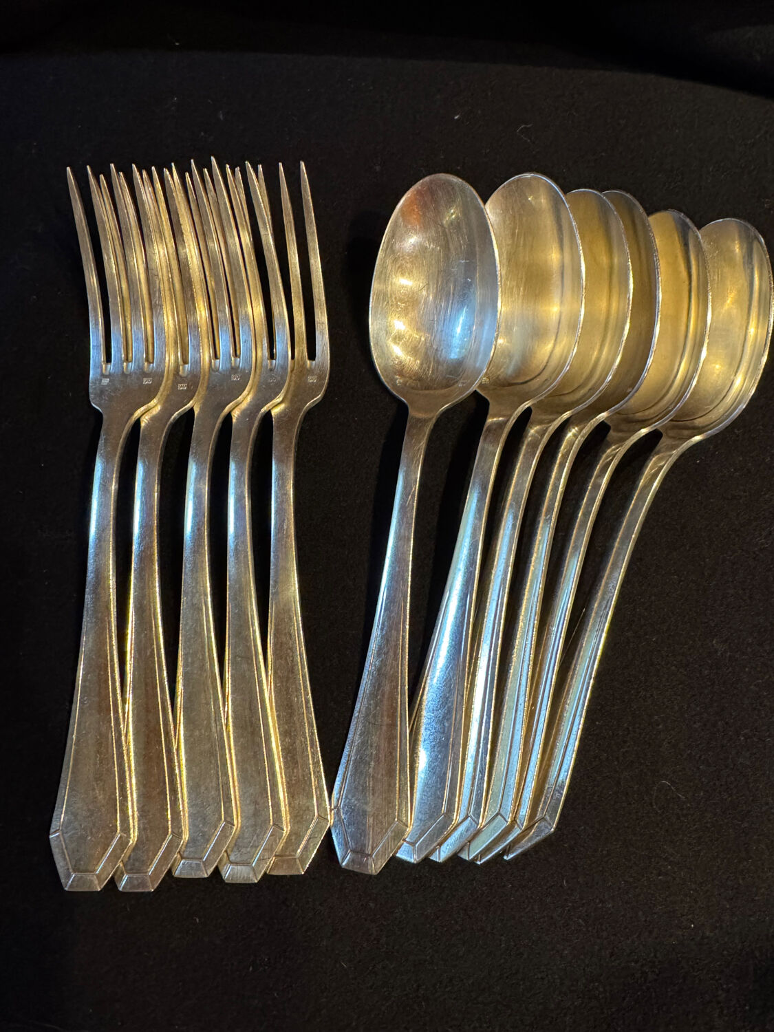 Set of 11 antique place settings – Saglier Frères & Cie, silversmiths in Paris