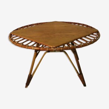 60's vintage rattan coffee table