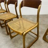 6 Baumann Bémol sled chairs in cane