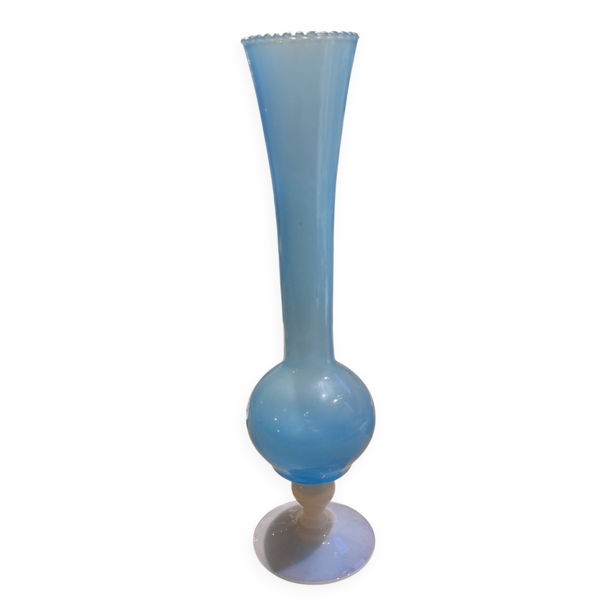 Vintage blue opaline soliflore vase