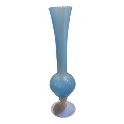 Vase vintage opaline soliflore bleu