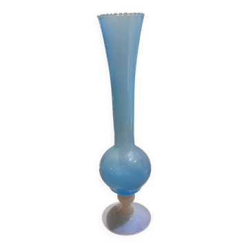 Vase vintage opaline soliflore bleu