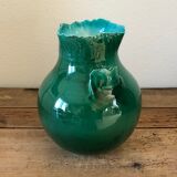 Yellow heart green ceramic vase
