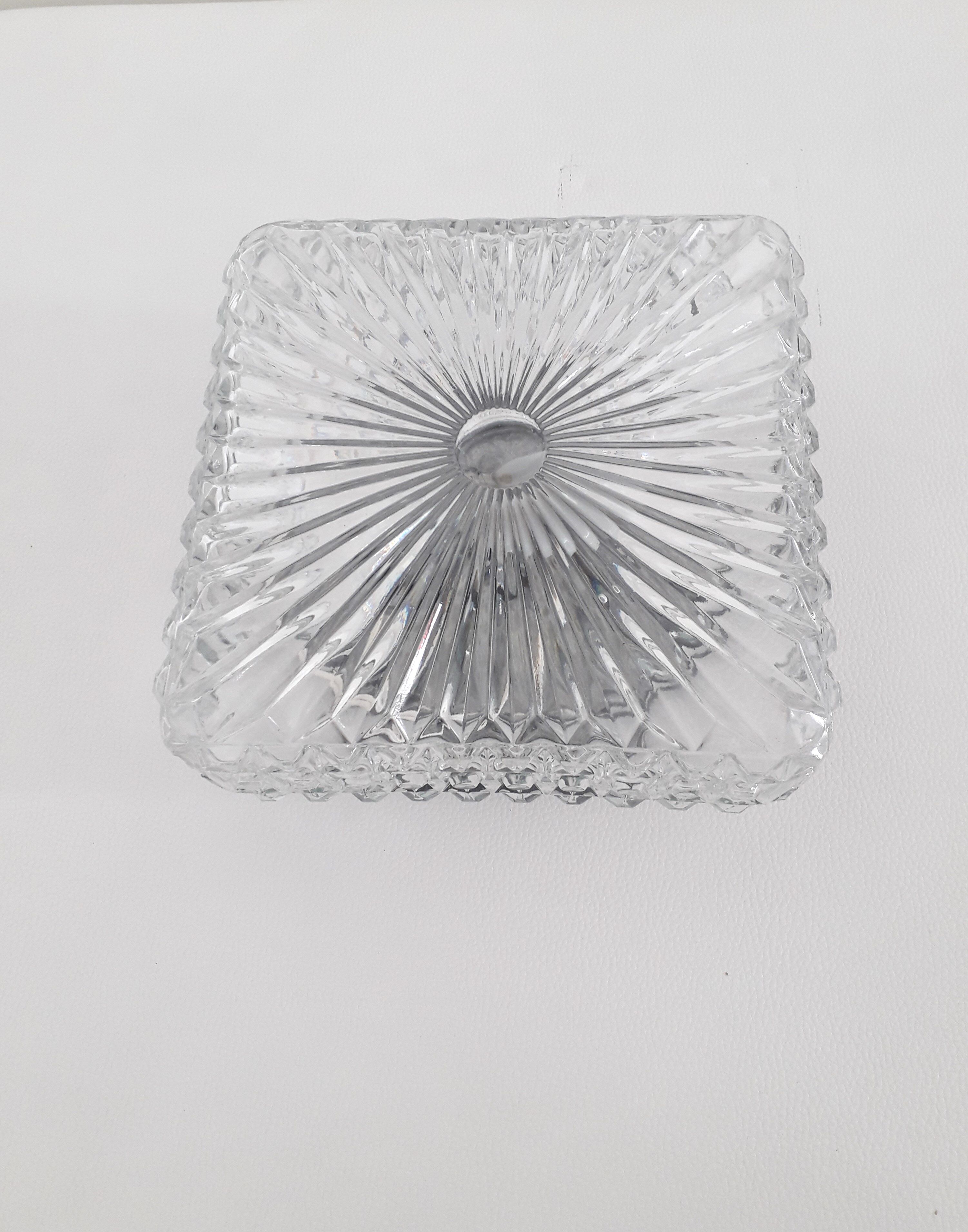 Vintage ceiling lamp / wall lamp - Molded glass - square - 1960