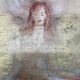 Painting signed pastel gold “Buddha woman” ZEN