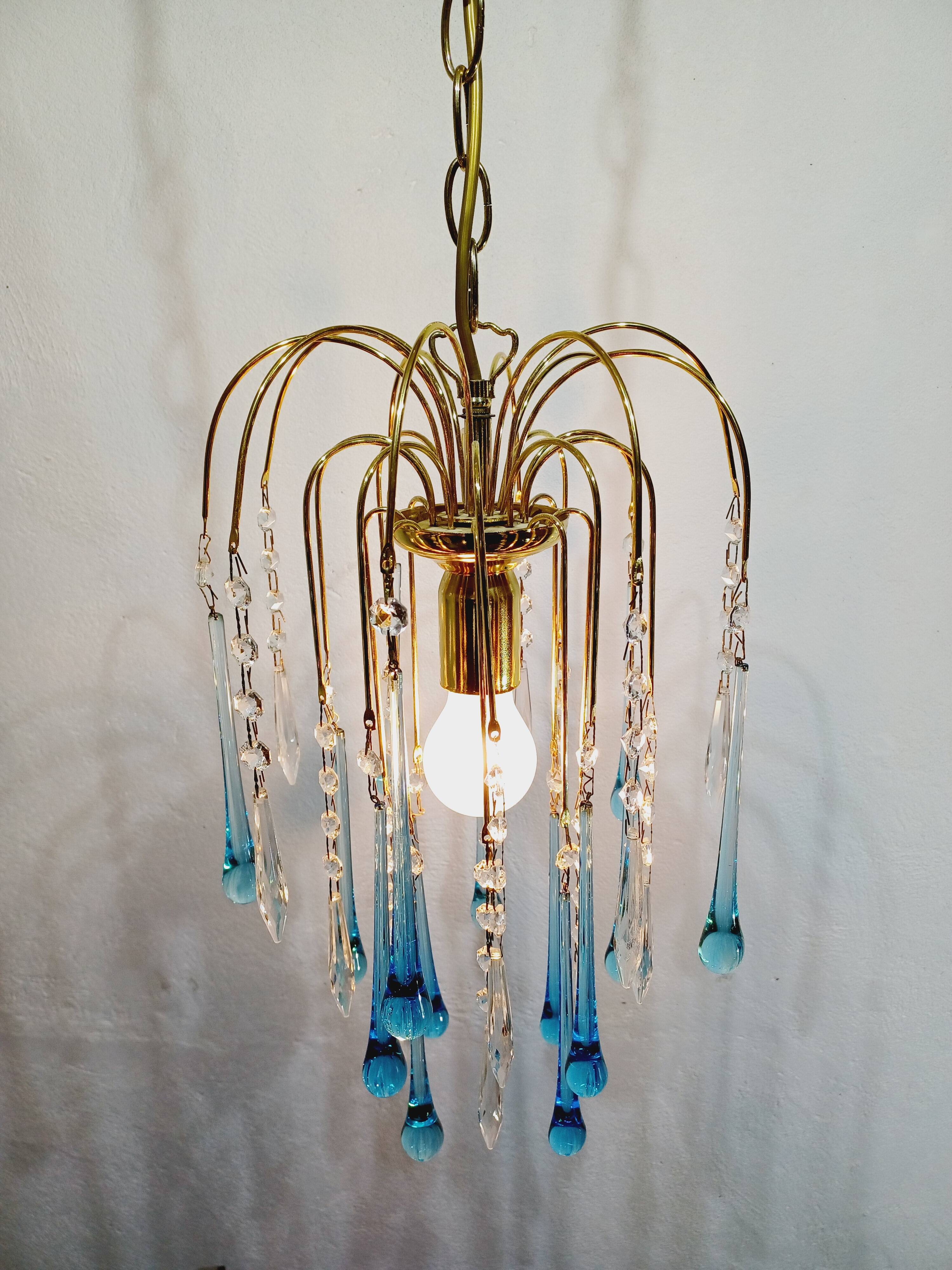 Murano Chandelier Blue Crystal Drops