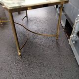 Old vintage gilded side table with marble top