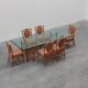 Large monumental bamboo dining table with glass top by Gasparucci, Italy