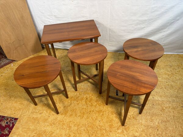 Ensemble de tables gigognes en teck style rétro vintage milieu du siècle par Poul Hundevad 1960 - Modèle iconique