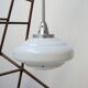 French Holophane Two Tone Glass Opaline Mid-Century Pendants (3)