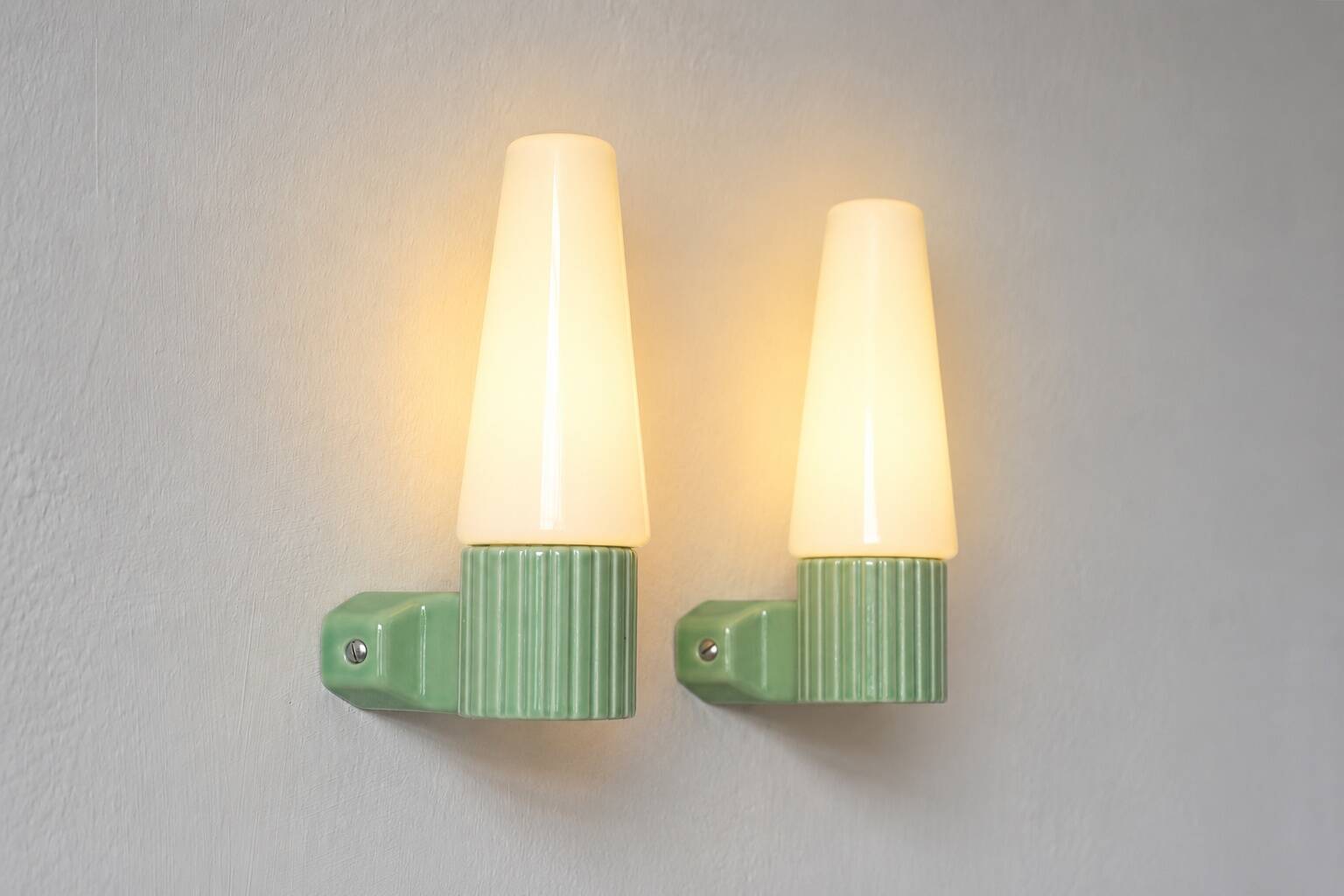 Ceramic Wall Sconces by Hans-Agne Jakobsson for Ifö, Sweden, 1960s, Set of2