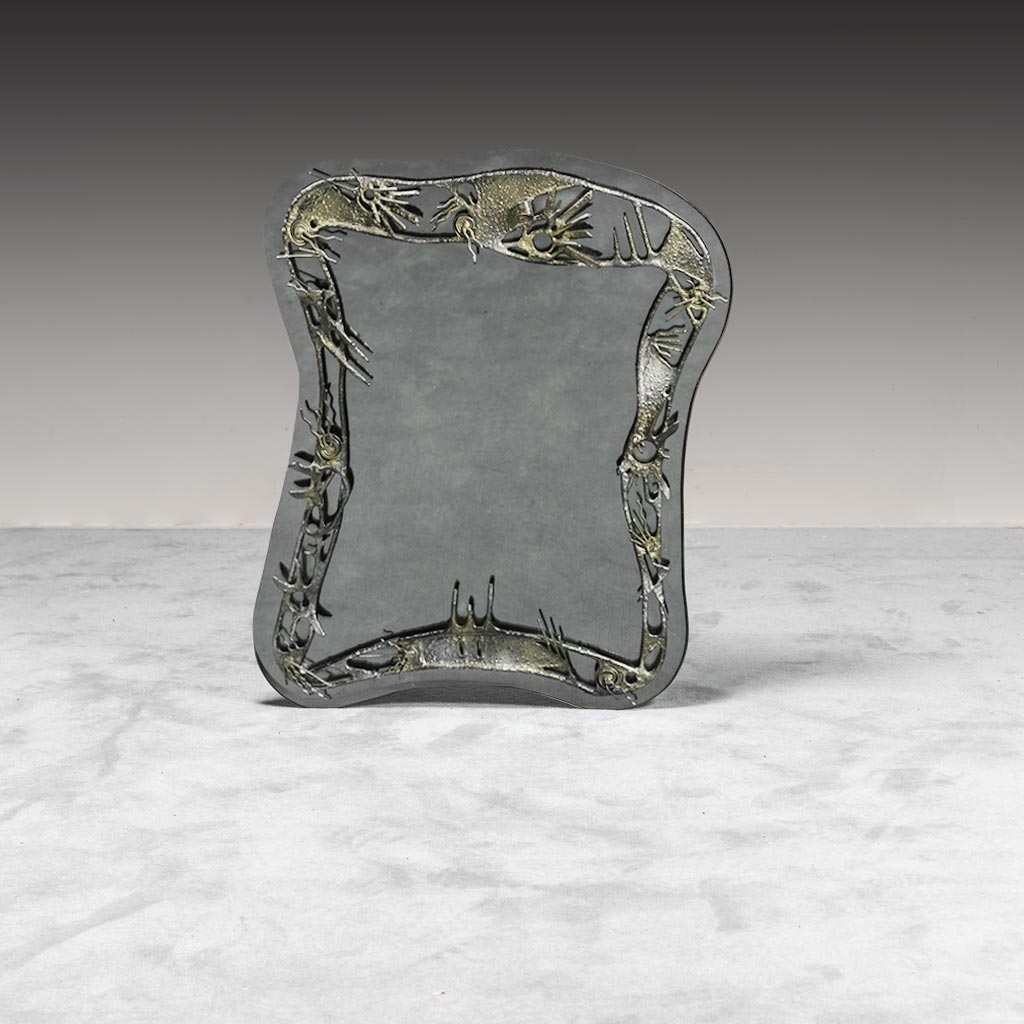 Vintage 50s metal patterned wall mirror