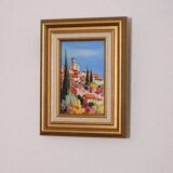 Original French oil on canvas – “Saint‑Paul‑de‑Vence” by Guinet C – vintage & framed – 28 × 23 cm