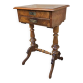 Antique walnut sewing table (19th century) Biedermeier side table