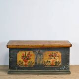 Coffre de mariage d'art populaire, vers 1870