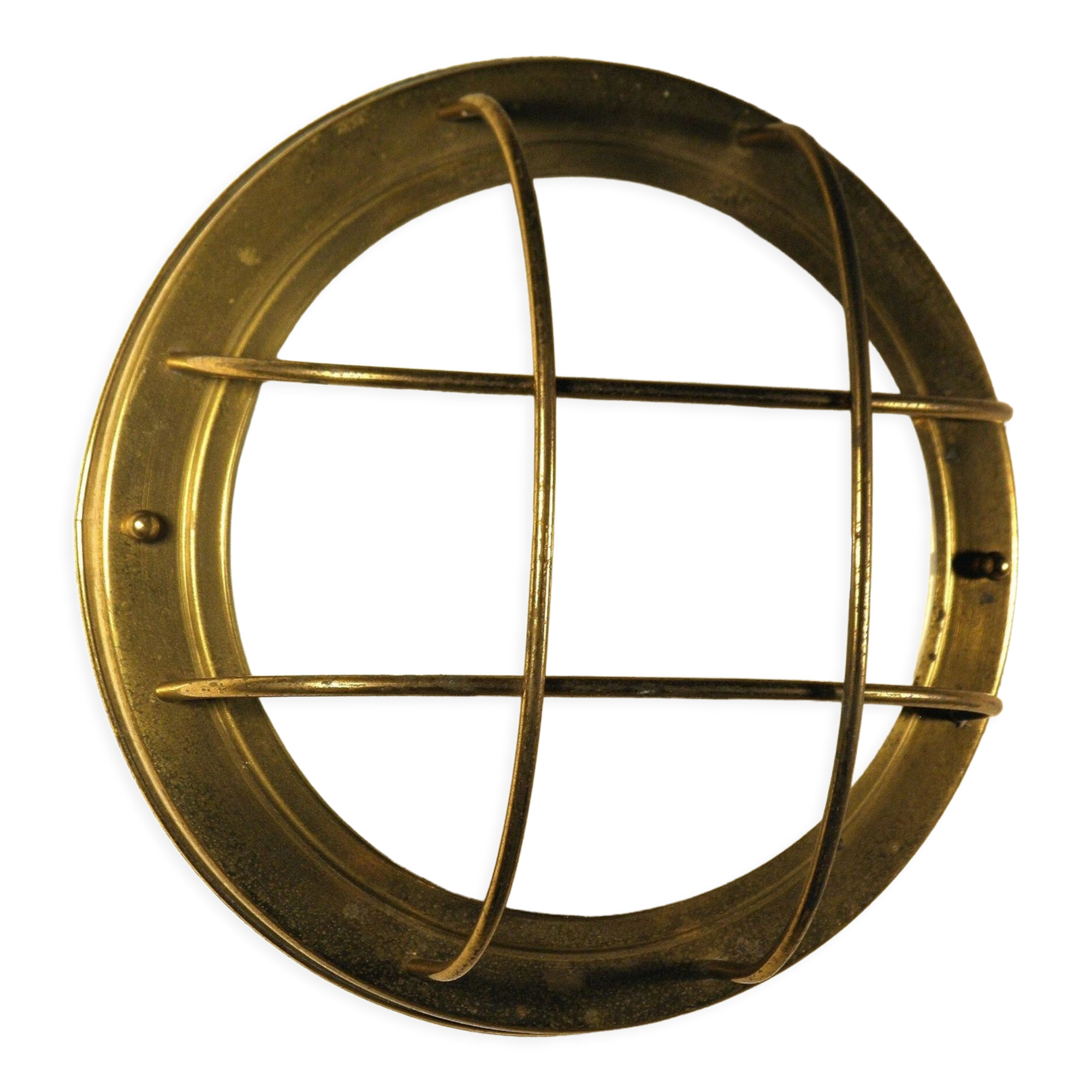 Brass "porthole" wall lamp