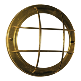 Brass "porthole" wall lamp