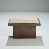 Belgochrom coffeetable in polished metal and travertin