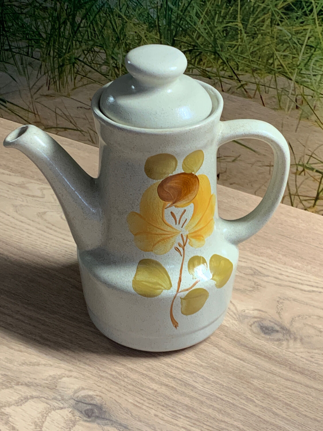 Pitcher Teapot Coffee maker earthenware St Amand Loire 1713 Hand-painted