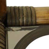 Vintage Boho Shelf Bookcase Bamboo and Smoked Glass 140cm