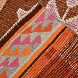 Soft Orange & Pink Star Pattern Handmade Wool Runner Rug, 99x338 Cm