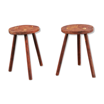 Pair of vintage tripod stools