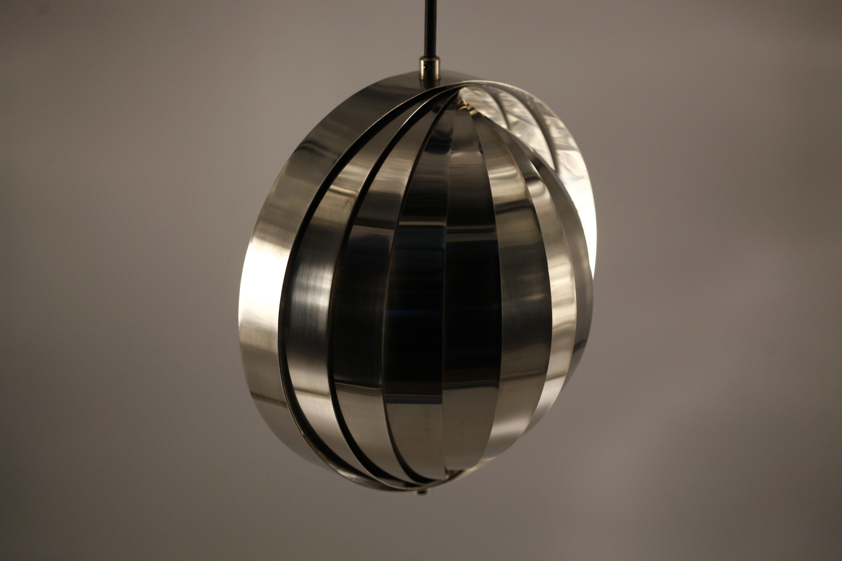 Ceiling lamp moon spiral chrome space age vintage spain 70's