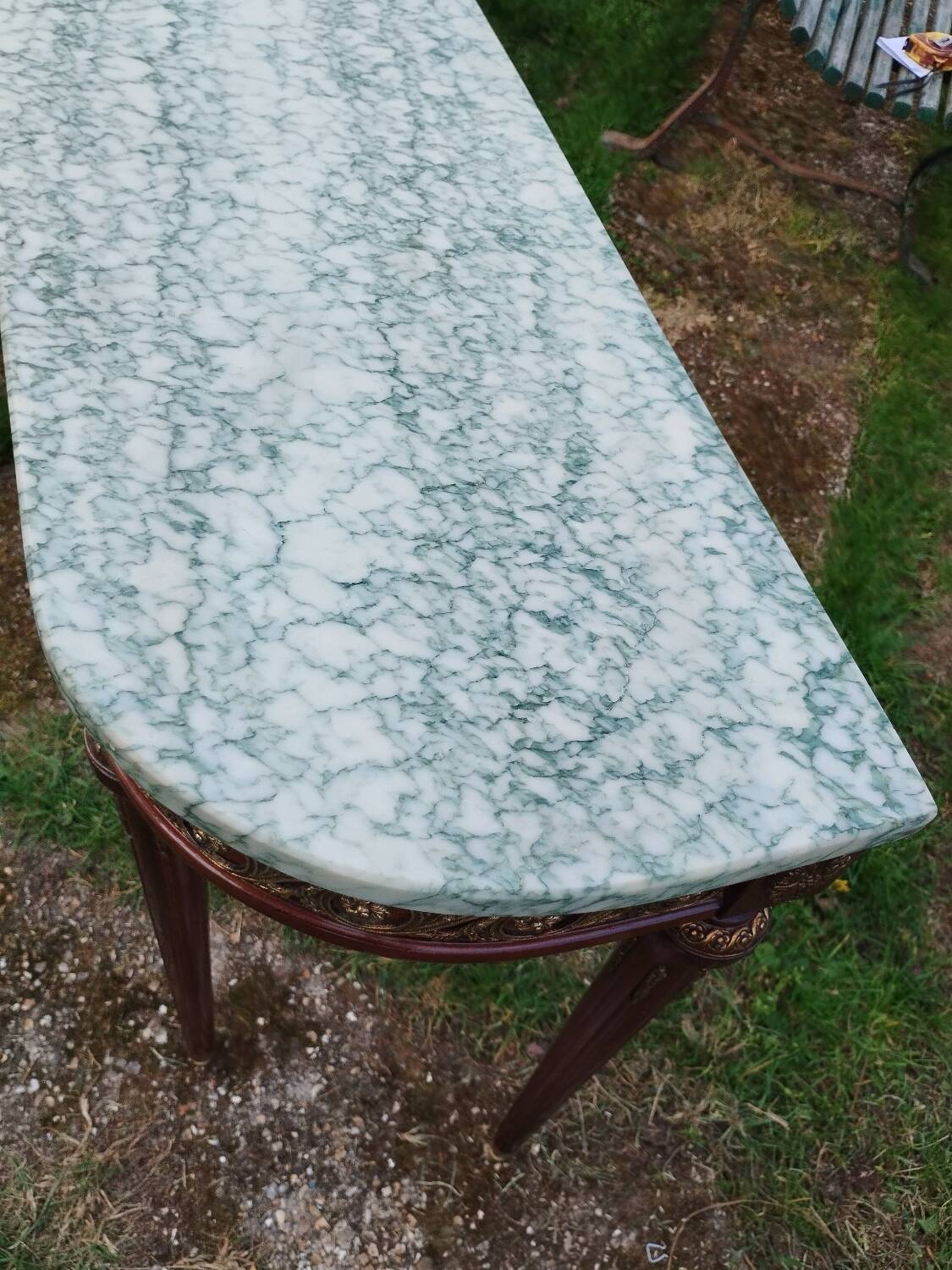 Console ancienne style louis xvi avec plateau marbre