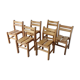 Series of 6 vintage chairs in solid pine 1960