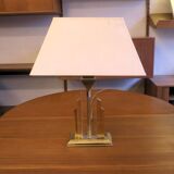Hollywood regency Boho regency skyscraper table lamp in brass and lucite, 1970s