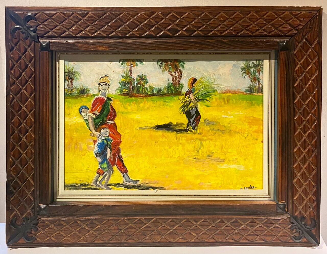 Old painting, oriental landscape, signed M Gourloo 20th century