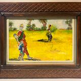 Old painting, oriental landscape, signed M Gourloo 20th century