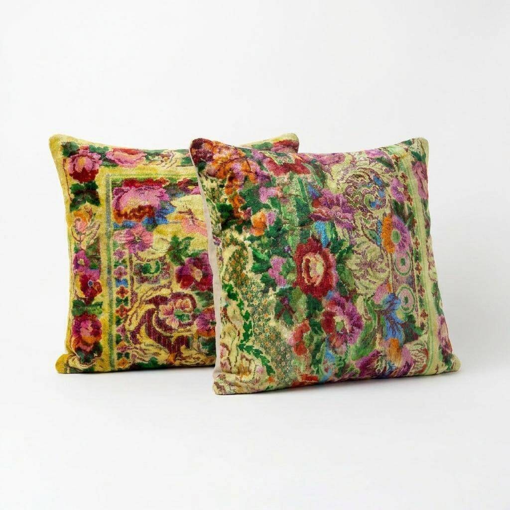 Set of 2 vintage velvet cushion covers 48x51 cm
