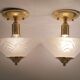 Glass and gilded metal ceiling lamp
