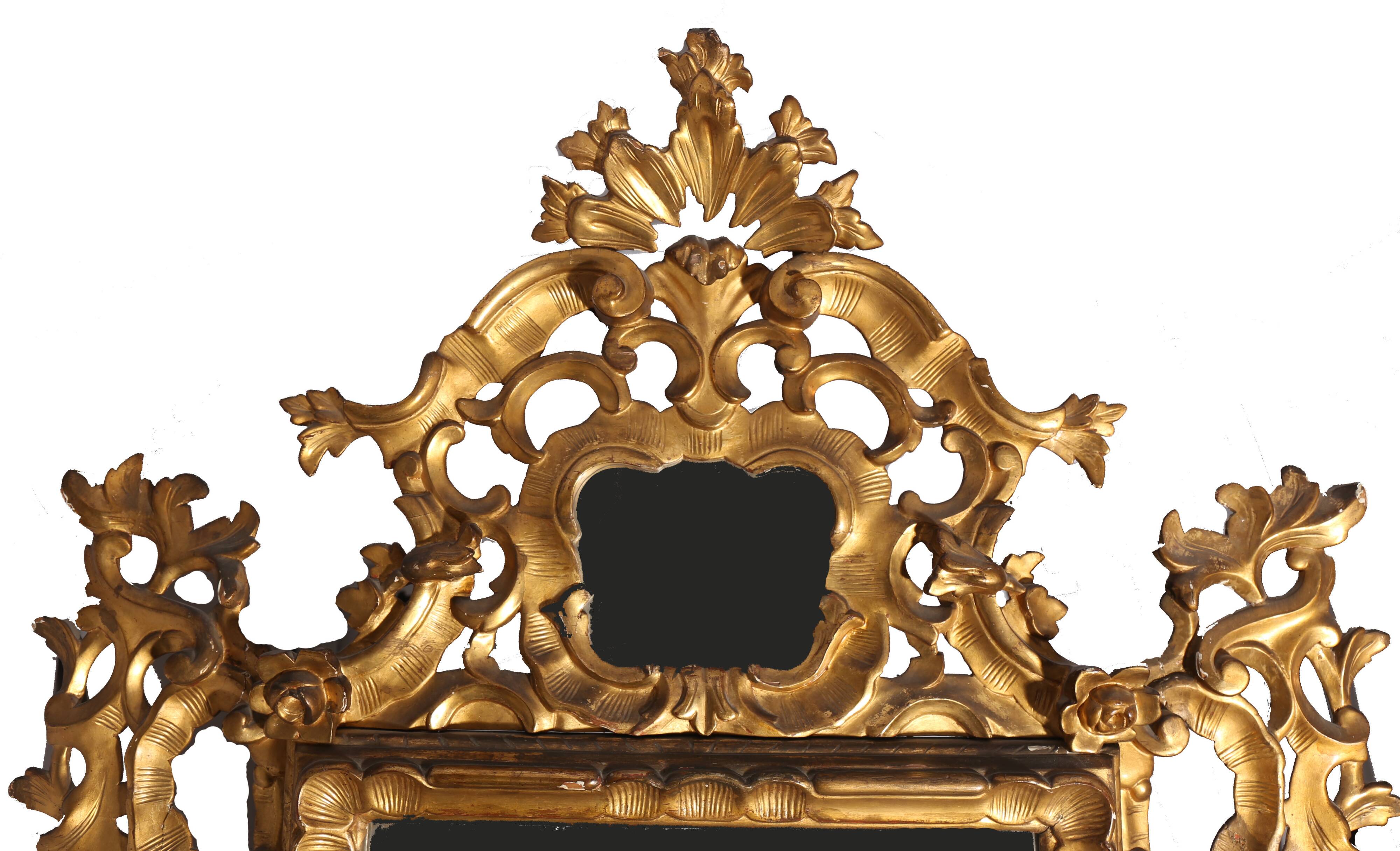Antique leaded mirror – Gilded wood – Louis XV style – Spain 18th century