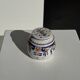 Small water butter dish in vintage earthenware with blue and orange floral patterns D10