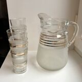 Granite water pitcher with golden edging 50s-60s