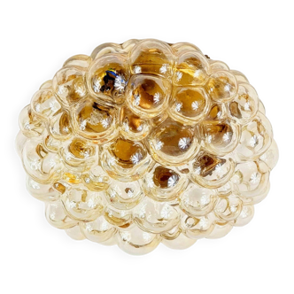 Mid-Century Amber Bubble Glass Flush Mount/Ceiling Light by Helena Tynell for Limburg, Germany, 1960