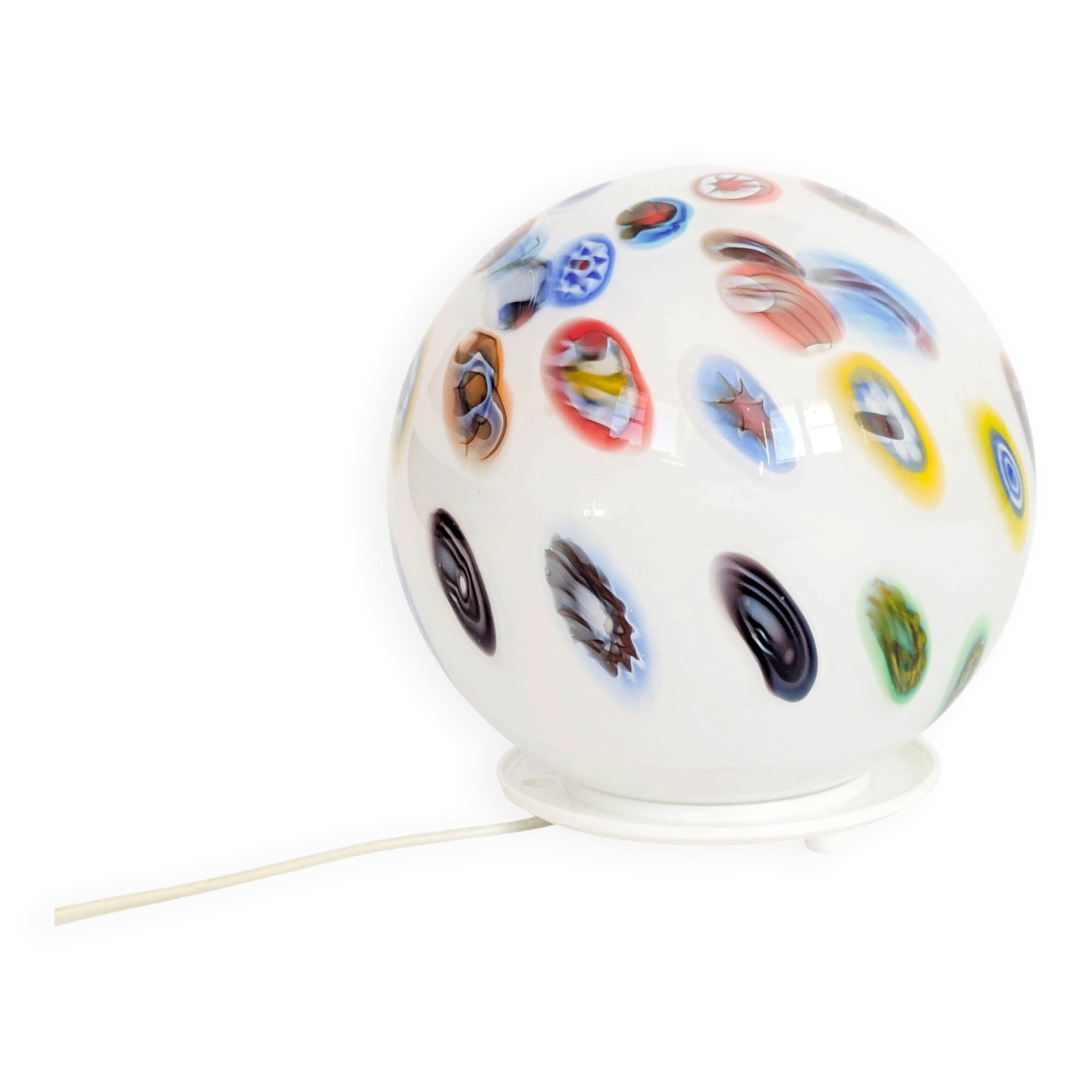 Vintage glass globe table lamp in millefiori style, 1990s.