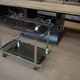 Service bar trolley in chrome metal and 1970s glass