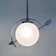 Suspension in chromed metal and glass, space age, arrow crossing a globe. Seventies