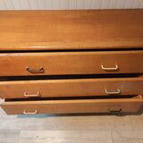 Vintage 1950 oak chest of drawers with pyramidal drawers