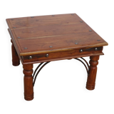 Coffee table in exotic wood and wrought iron