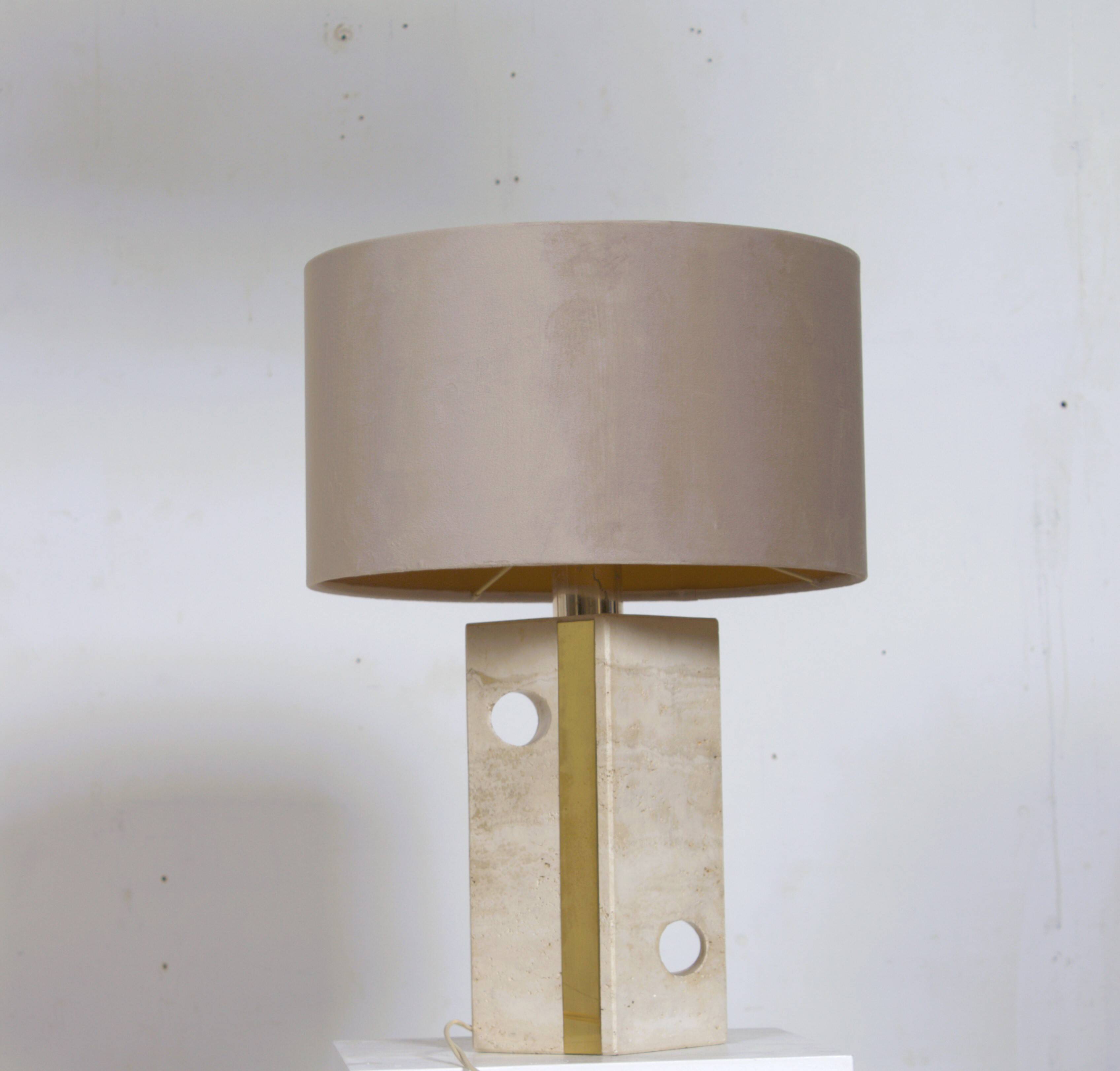 Vintage travertine table lamp attributed to Fratelli Mannelli, Italy, 1970s