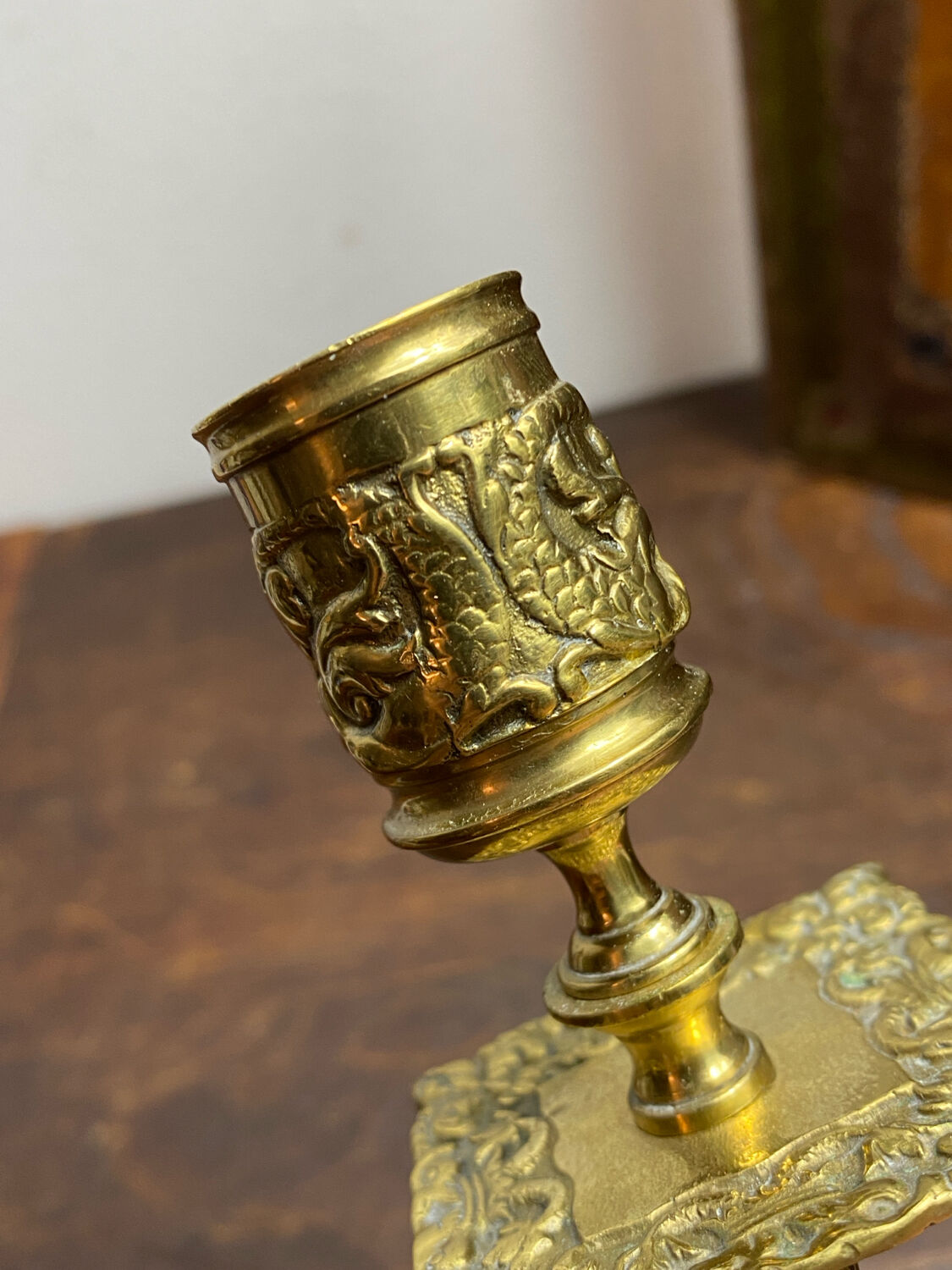 Bronze fish candlestick, late 19th century