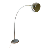 Very large curved floor lamp in chrome metal - 1970.