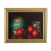 Still life with apples and ceramics by Dalens, 1921