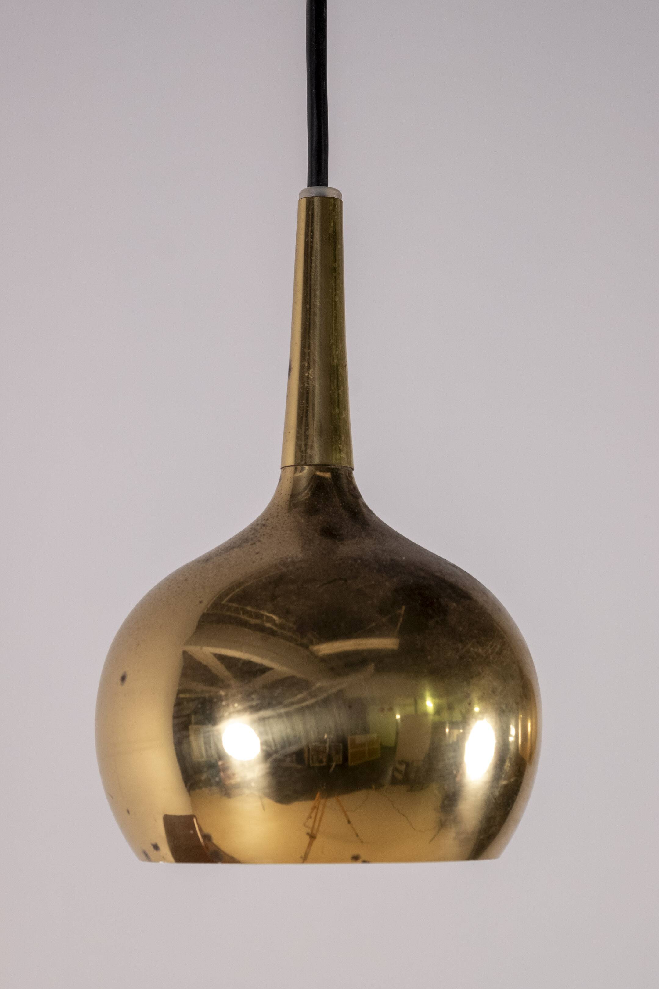 2x Hans Agne Jakobsson Brass Pendant Lamp, 1960s Sweden