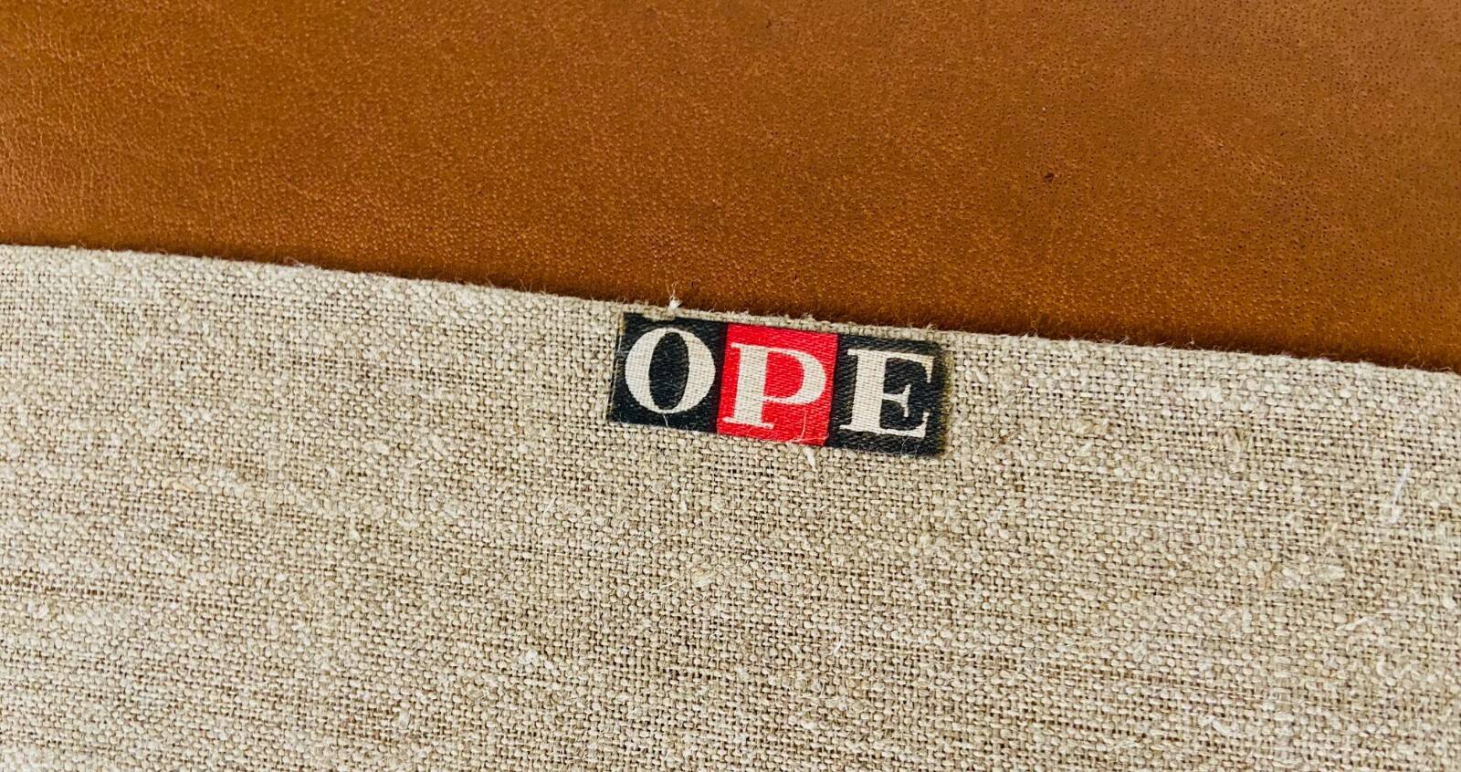 1960s tan leather 3 person sofa by OPE-möbler Sweden