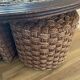 Vintage woven rope and rattan coffee table with 4 stools